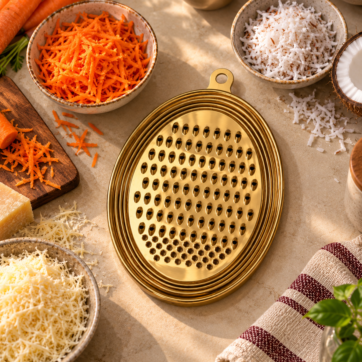 Meshverse stainless steel handheld grater with freshly grated cheese