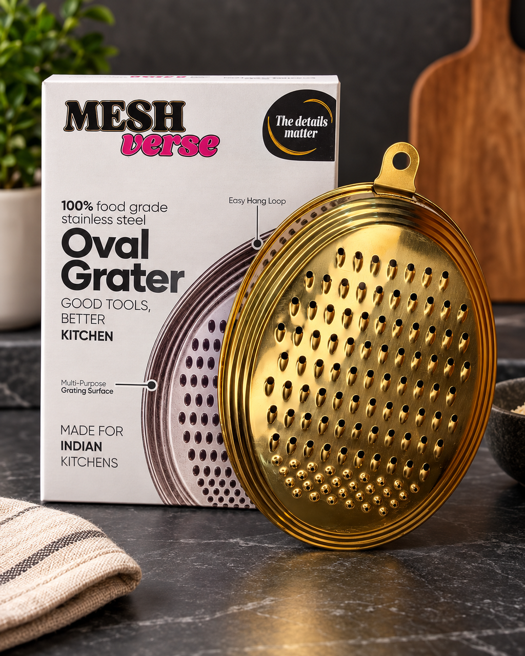 Meshverse Stainless Steel Oval Multi-Purpose Grater & Zester